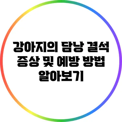 강아지의 담낭 결석: 증상 및 예방 방법 알아보기