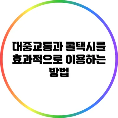 대중교통과 콜택시를 효과적으로 이용하는 방법