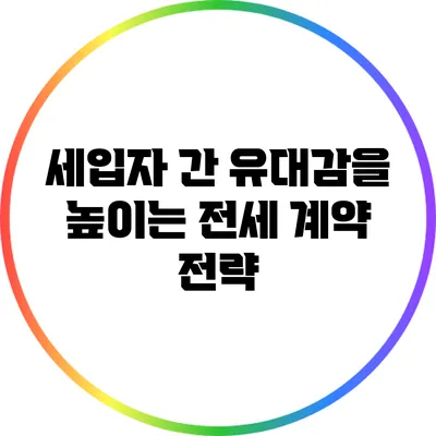 세입자 간 유대감을 높이는 전세 계약 전략