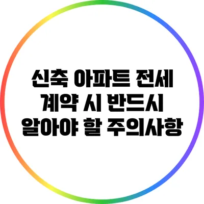 신축 아파트 전세 계약 시 반드시 알아야 할 주의사항