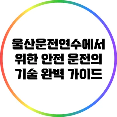 울산운전연수에서 위한 안전 운전의 기술 완벽 가이드
