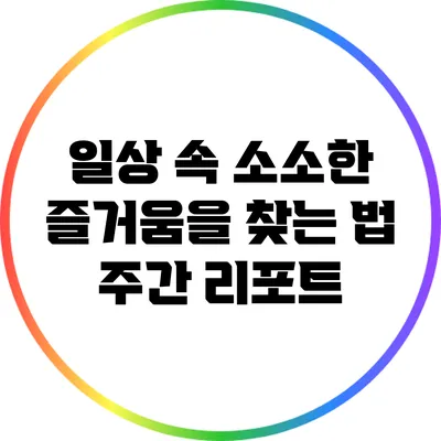 일상 속 소소한 즐거움을 찾는 법: 주간 리포트