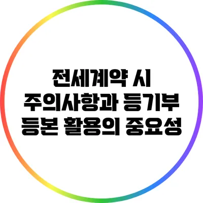 전세계약 시 주의사항과 등기부 등본 활용의 중요성