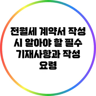 전월세 계약서 작성 시 알아야 할 필수 기재사항과 작성 요령
