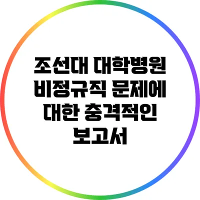 조선대 대학병원 비정규직 문제에 대한 충격적인 보고서