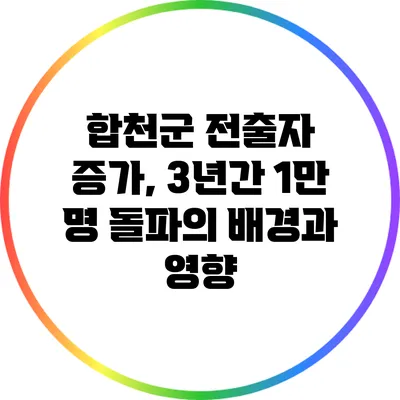 합천군 전출자 증가, 3년간 1만 명 돌파의 배경과 영향