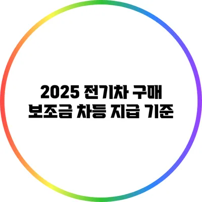 2025 전기차 구매 보조금 차등 지급 기준
