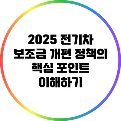 2025 전기차 보조금 개편: 정책의 핵심 포인트 이해하기