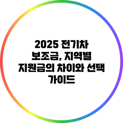 2025 전기차 보조금, 지역별 지원금의 차이와 선택 가이드