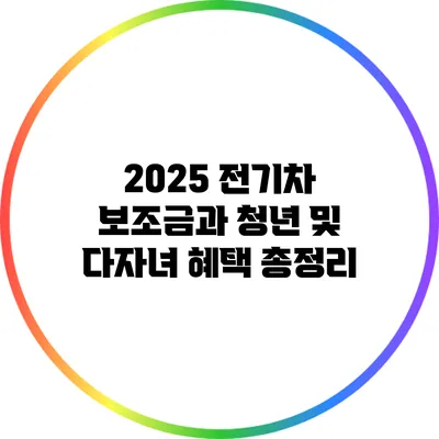 2025 전기차 보조금과 청년 및 다자녀 혜택 총정리