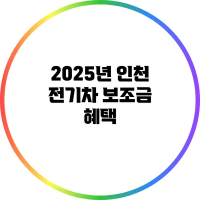 2025년 인천 전기차 보조금 혜택