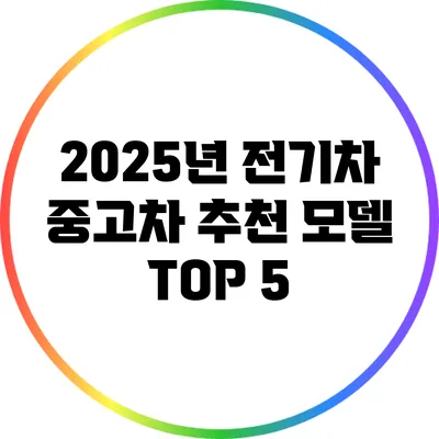 2025년 전기차 중고차 추천 모델 TOP 5
