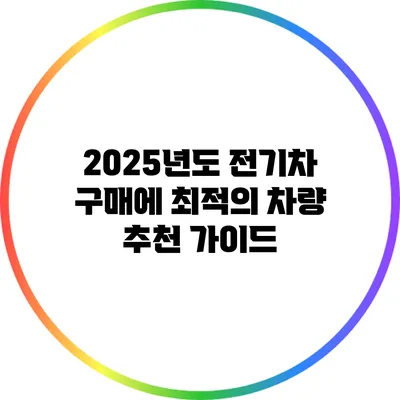 2025년도 전기차 구매에 최적의 차량 추천 가이드