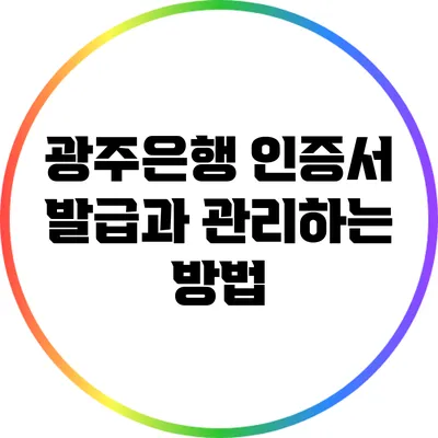 광주은행 인증서 발급과 관리하는 방법