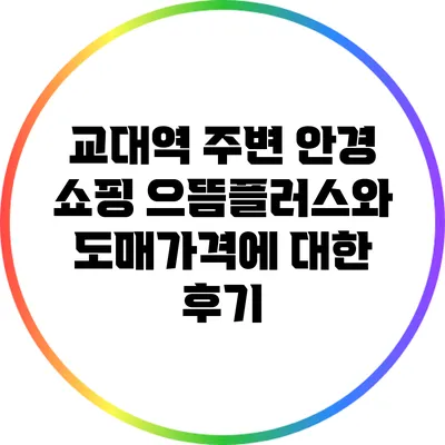 교대역 주변 안경 쇼핑: 으뜸플러스와 도매가격에 대한 후기