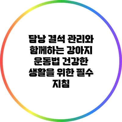 담낭 결석 관리와 함께하는 강아지 운동법: 건강한 생활을 위한 필수 지침