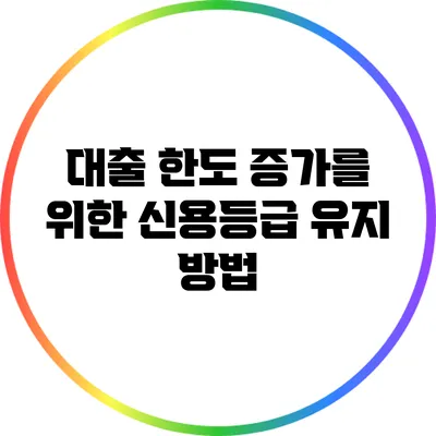대출 한도 증가를 위한 신용등급 유지 방법