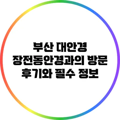 부산 대안경: 장전동안경과의 방문 후기와 필수 정보