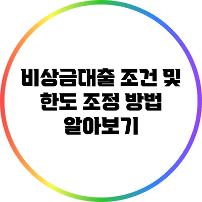 비상금대출 조건 및 한도 조정 방법 알아보기
