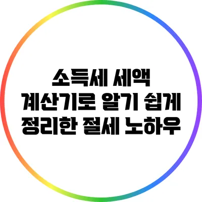 소득세 세액 계산기로 알기 쉽게 정리한 절세 노하우