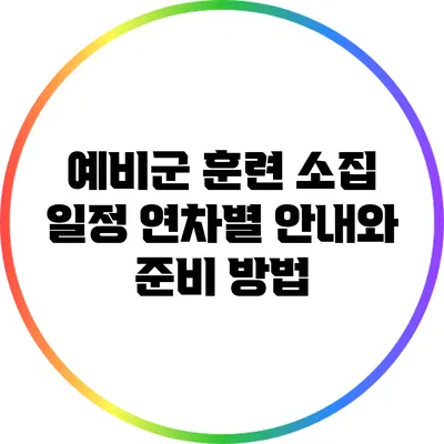 예비군 훈련 소집 일정: 연차별 안내와 준비 방법