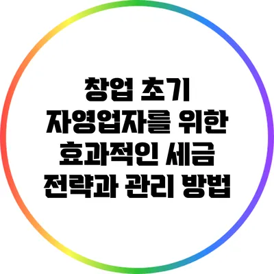 창업 초기 자영업자를 위한 효과적인 세금 전략과 관리 방법