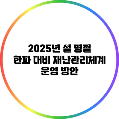 2025년 설 명절 한파 대비 재난관리체계 운영 방안