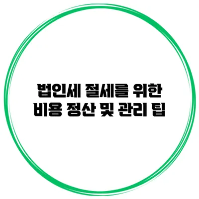 법인세 절세를 위한 비용 정산 및 관리 팁