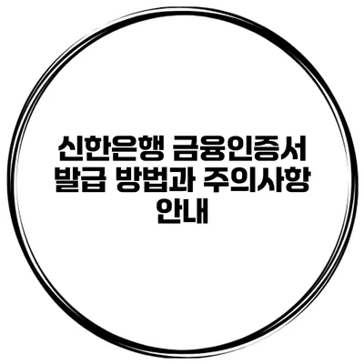 신한은행 금융인증서 발급 방법과 주의사항 안내