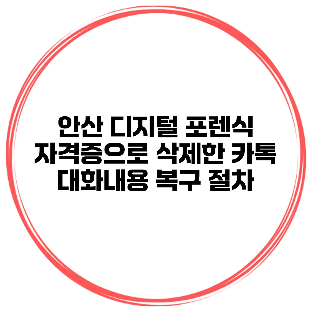 안산 디지털 포렌식 자격증으로 삭제한 카톡 대화내용 복구 절차