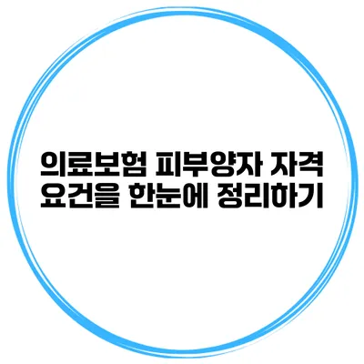 의료보험 피부양자 자격 요건을 한눈에 정리하기