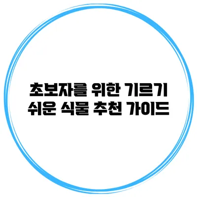 초보자를 위한 기르기 쉬운 식물 추천 가이드