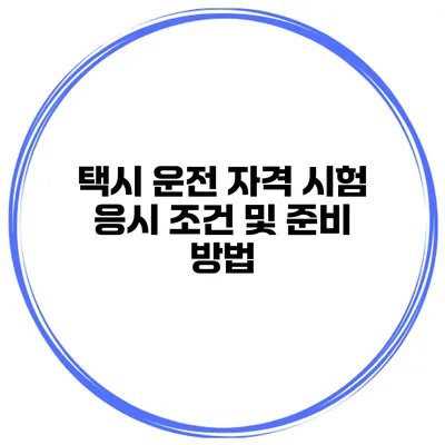 택시 운전 자격 시험 응시 조건 및 준비 방법
