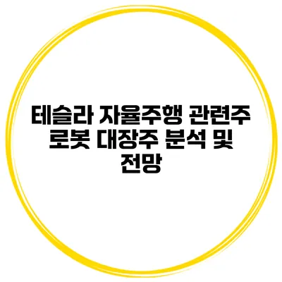 테슬라 자율주행 관련주 로봇 대장주 분석 및 전망
