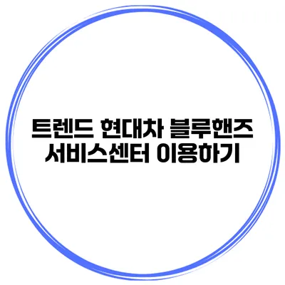 트렌드 현대차 블루핸즈 서비스센터 이용하기