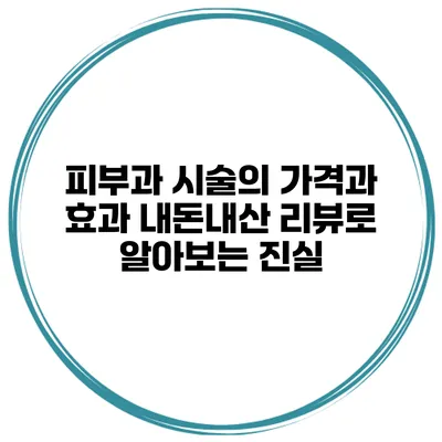 피부과 시술의 가격과 효과: 내돈내산 리뷰로 알아보는 진실