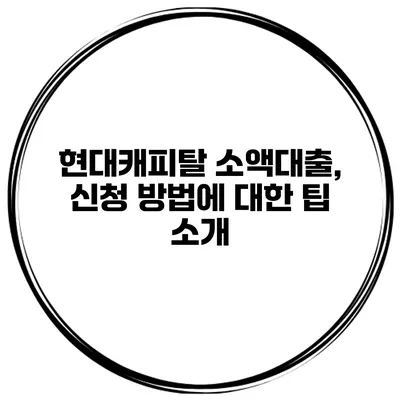 현대캐피탈 소액대출, 신청 방법에 대한 팁 소개