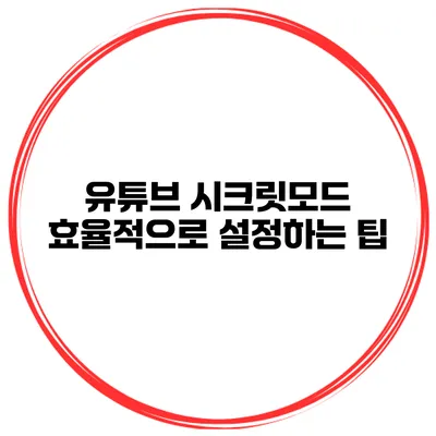 유튜브 시크릿모드 효율적으로 설정하는 팁