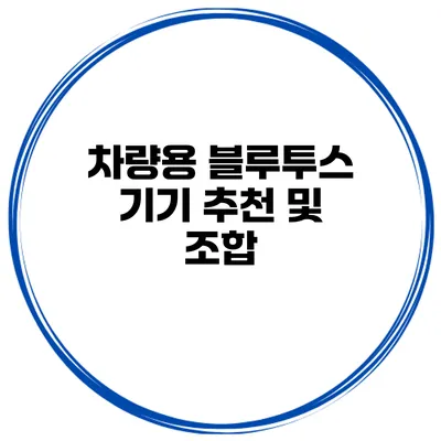 차량용 블루투스 기기 추천 및 조합